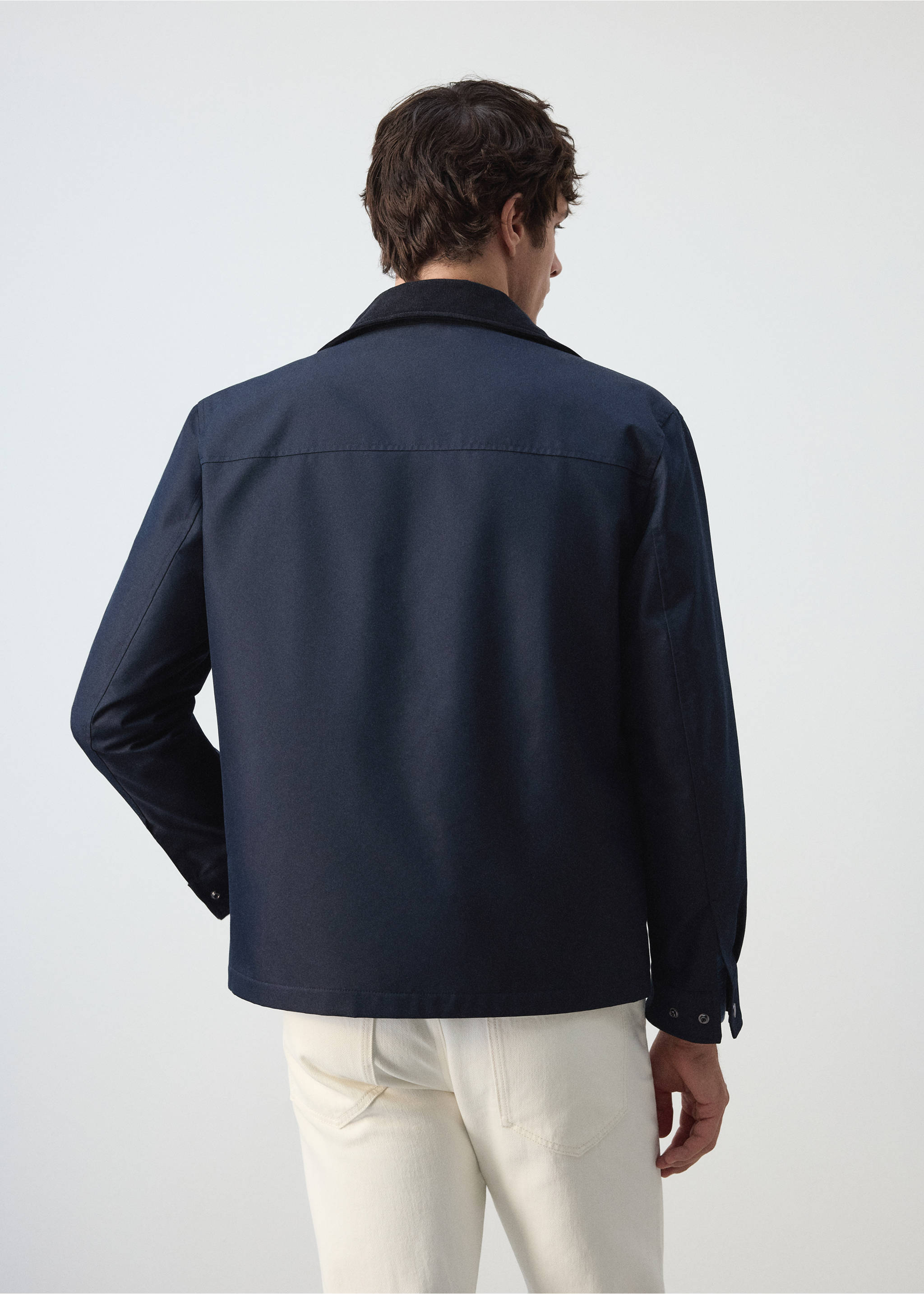 Water-repellent cotton blend jacket - Reverse of the article, Night Blue. Ref: 37065977-00.