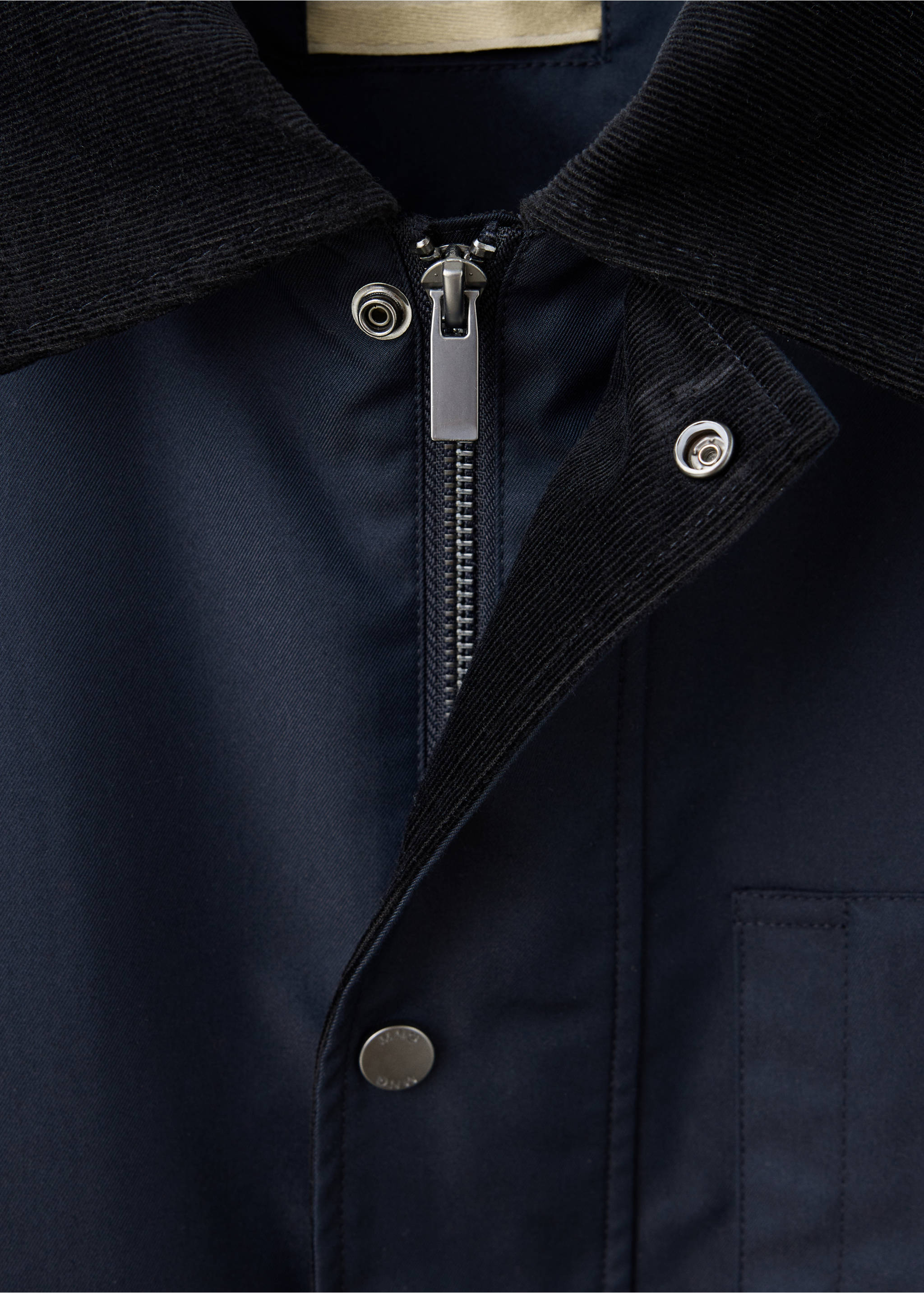 Water-repellent cotton blend jacket - Details of the article 8, Night Blue. Ref: 37065977-00.
