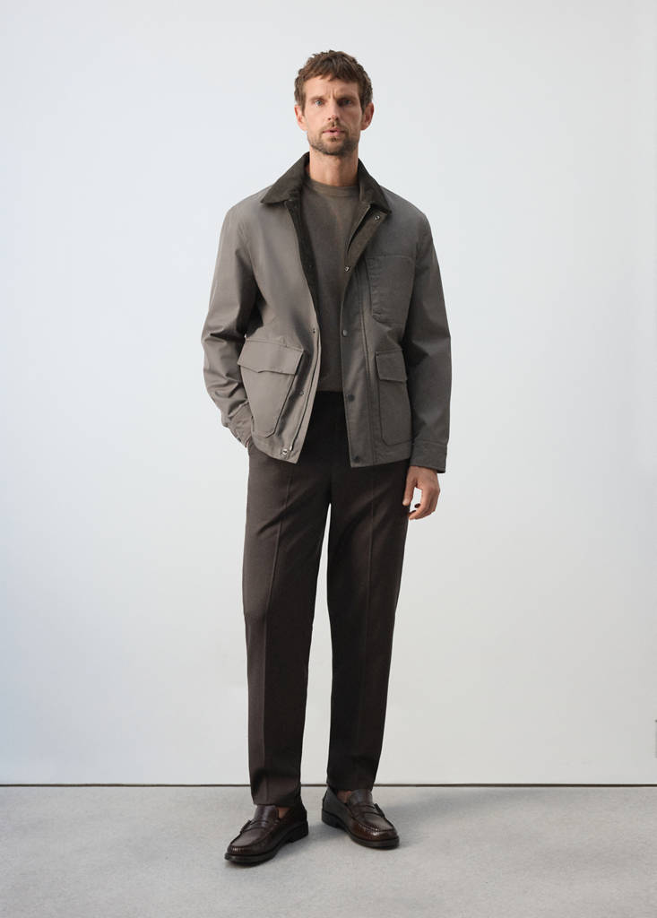 Water-repellent cotton blend jacket — Mink Grey