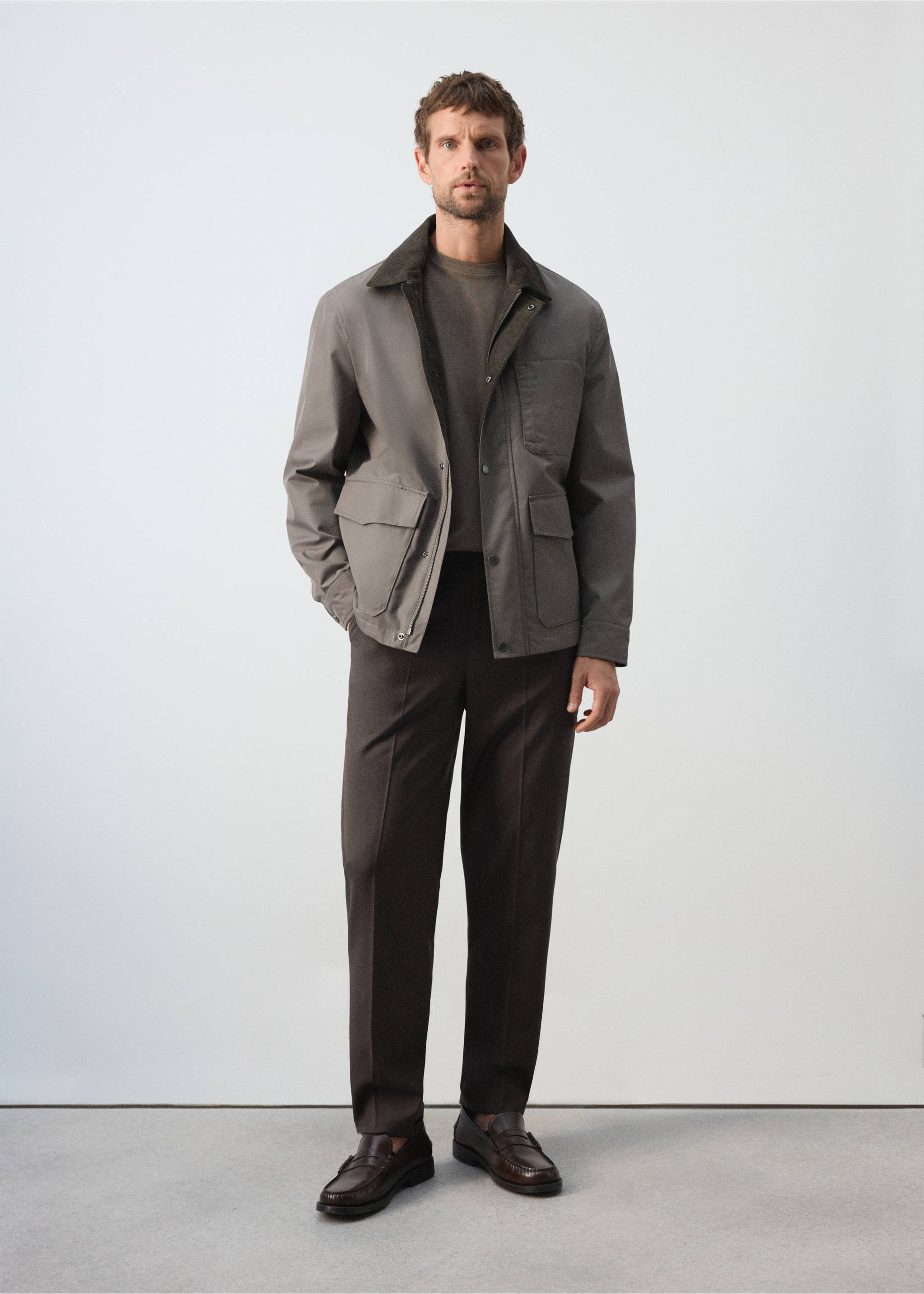 Water-repellent cotton blend jacket - General plane, Mink Grey. Ref: 37065977-00.