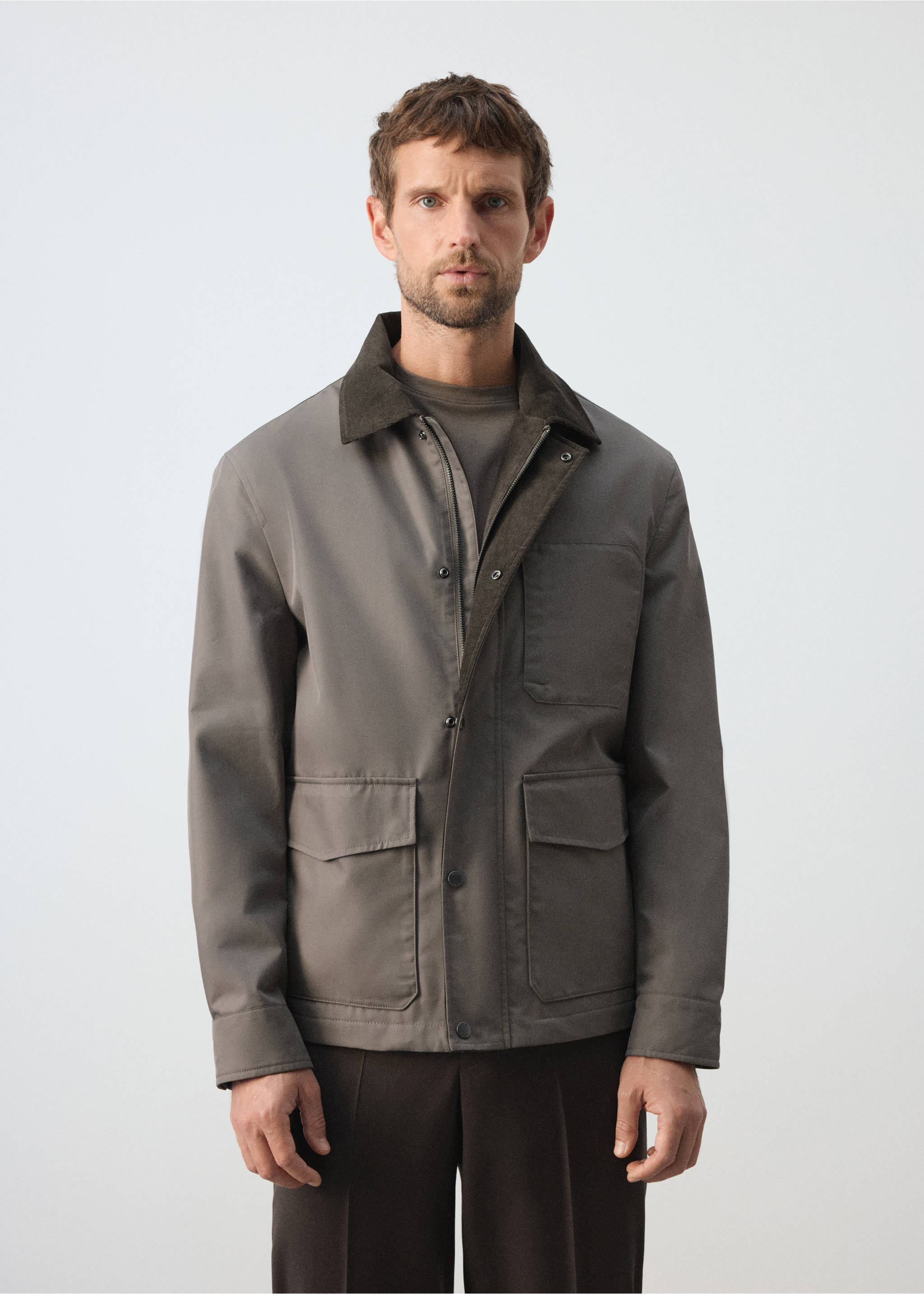 Water-repellent cotton blend jacket - Medium plane, Mink Grey. Ref: 37065977-00.