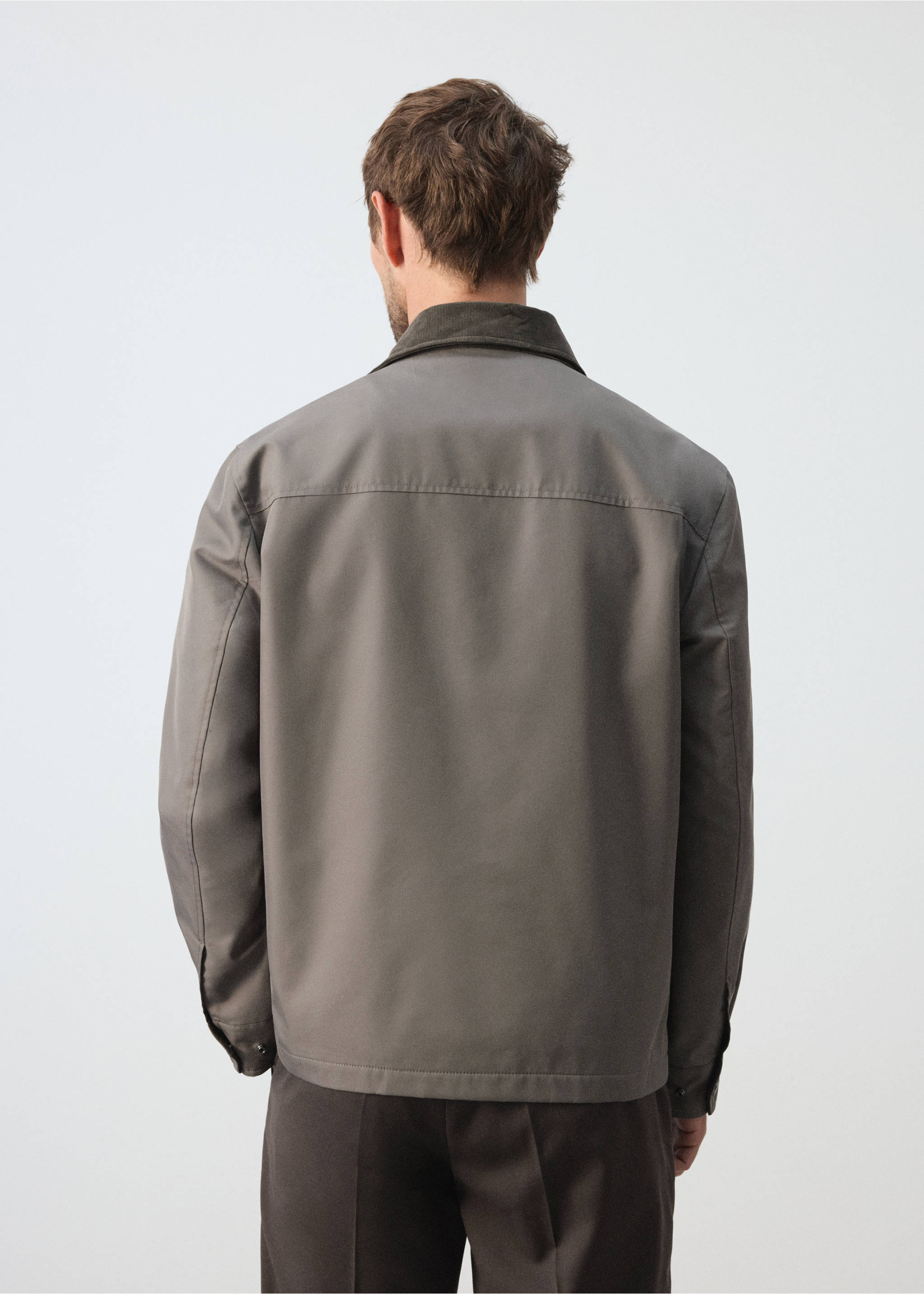 Water-repellent cotton blend jacket - Reverse of the article, Mink Grey. Ref: 37065977-00.