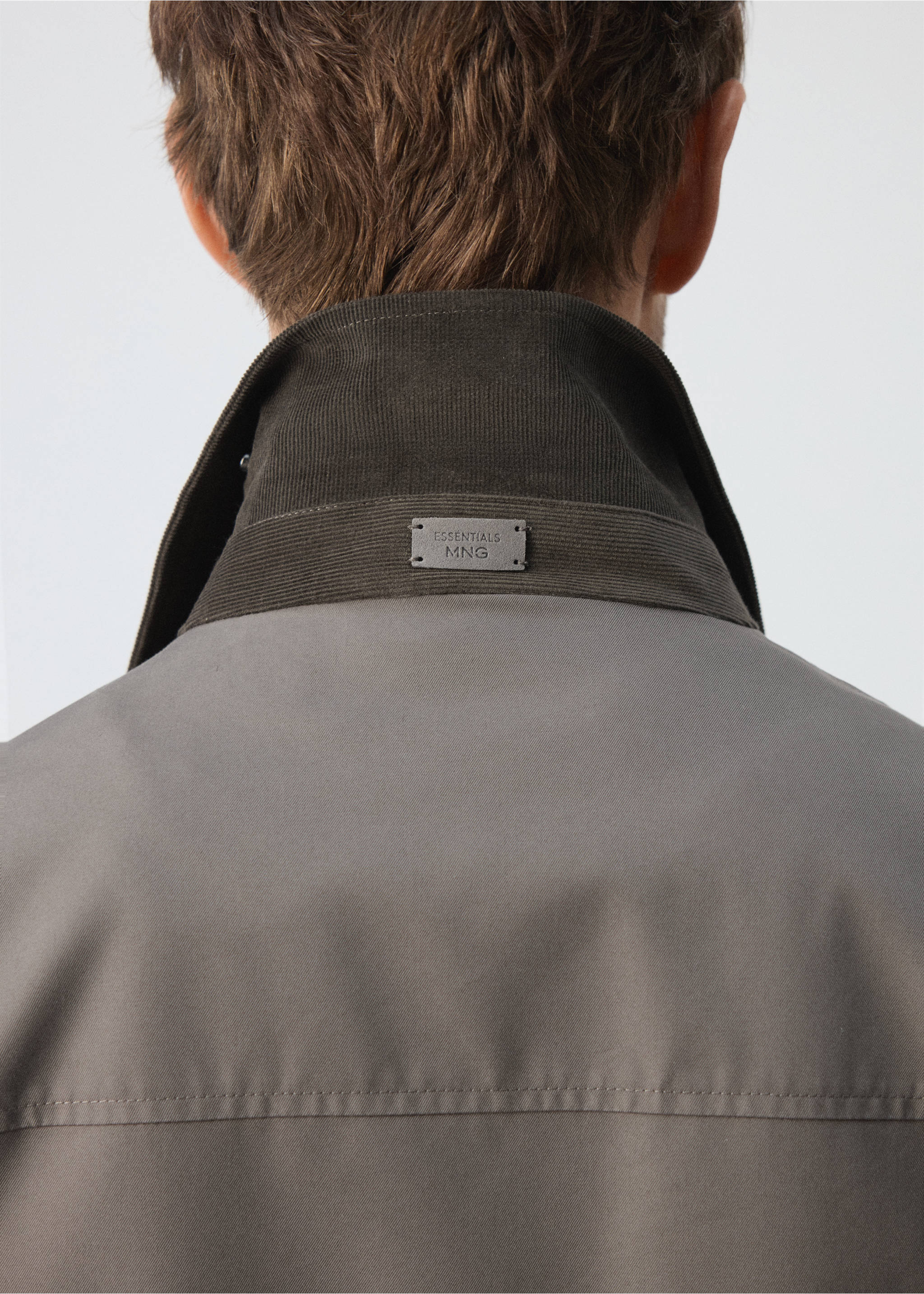 Water-repellent cotton blend jacket - Details of the article 3, Mink Grey. Ref: 37065977-00.