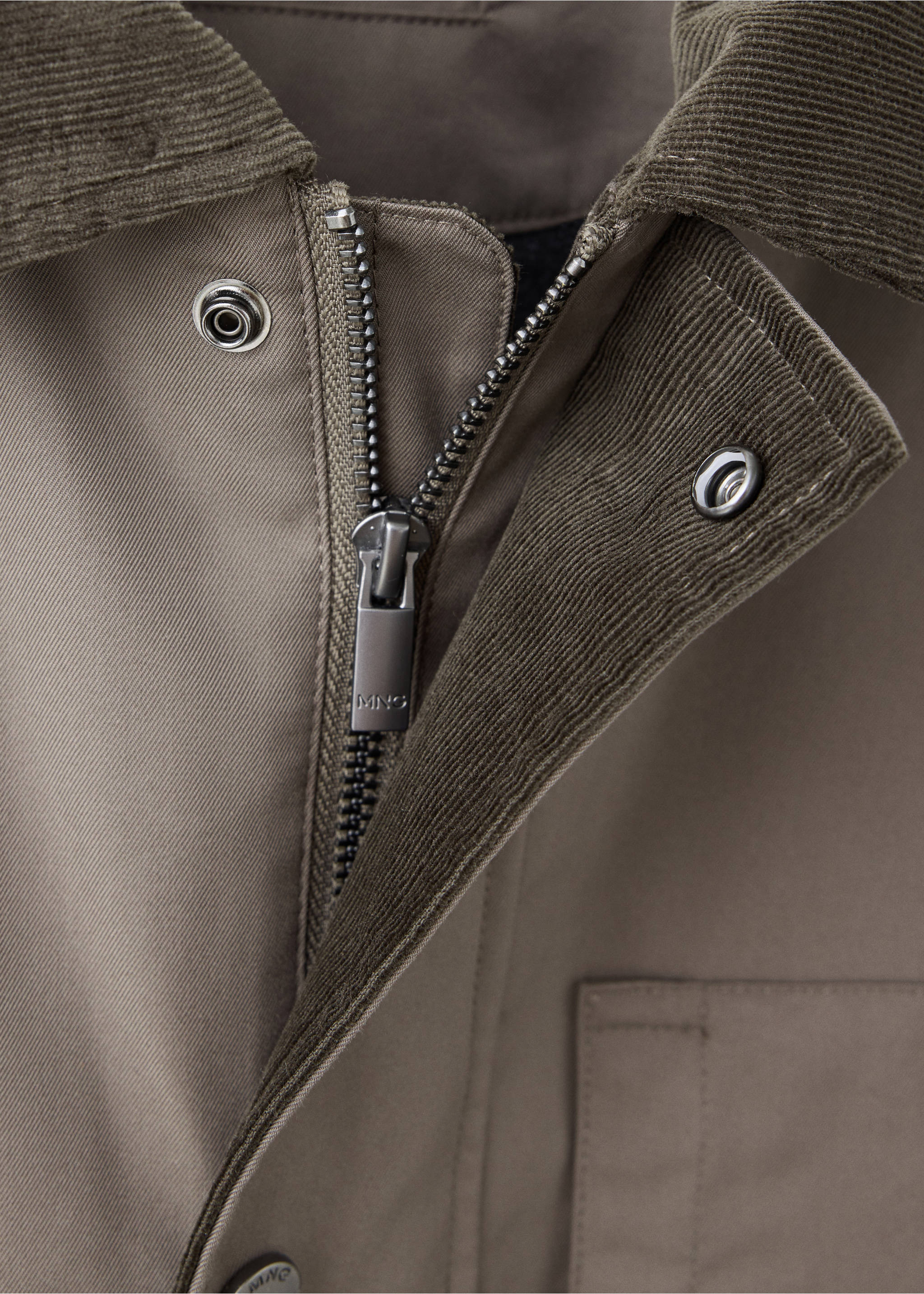 Water-repellent cotton blend jacket - Details of the article 8, Mink Grey. Ref: 37065977-00.