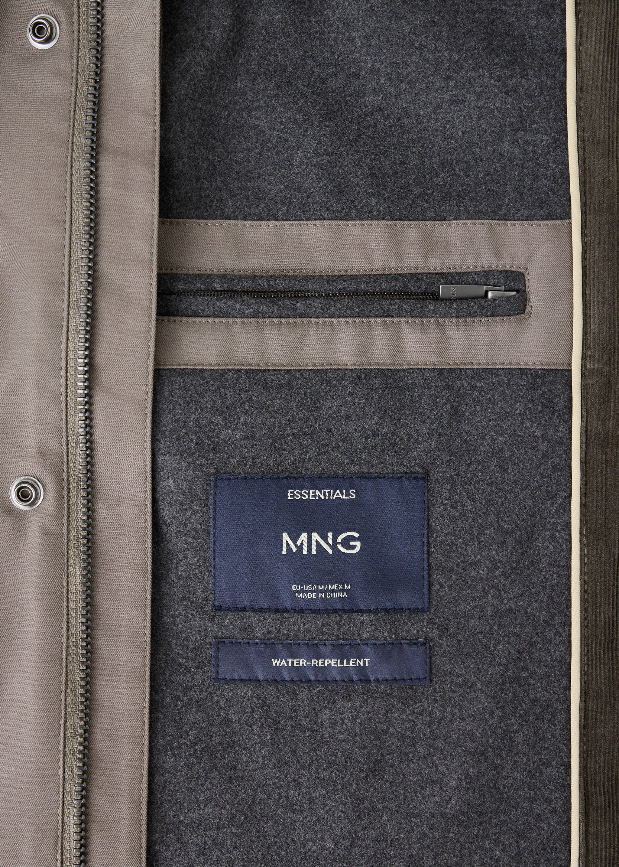 Water-repellent cotton blend jacket - Details of the article 0, Mink Grey. Ref: 37065977-00.