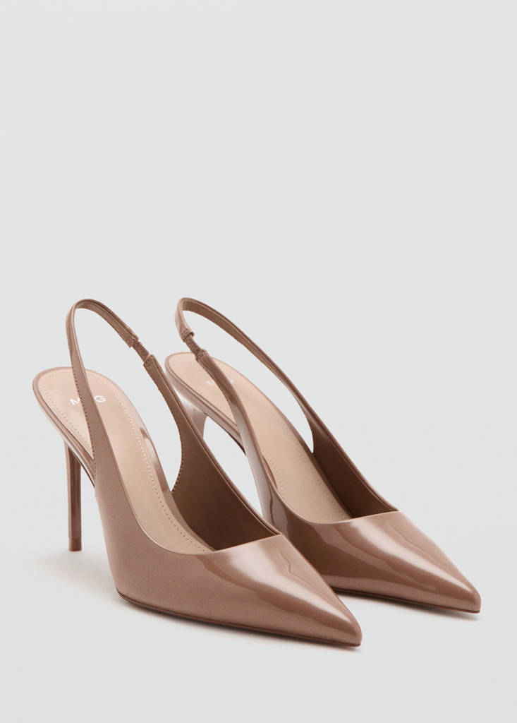 Patent heeled shoes — Nude