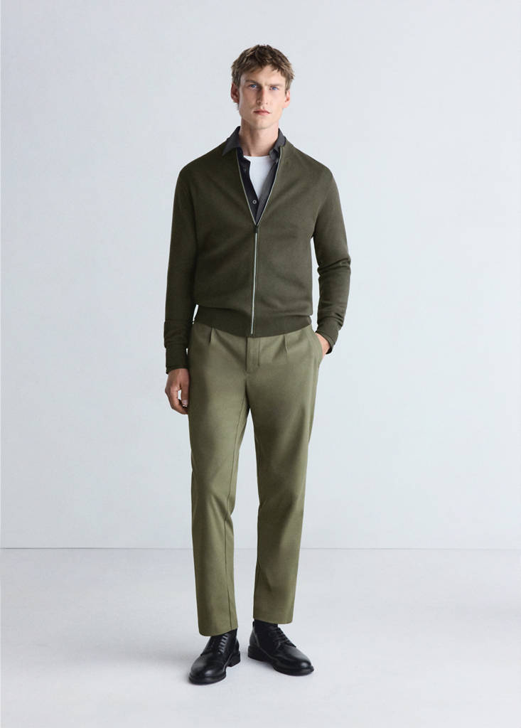 Kardigan z dzianiny comfort stretch czarny - Mężczyzna - M - MANGO MAN