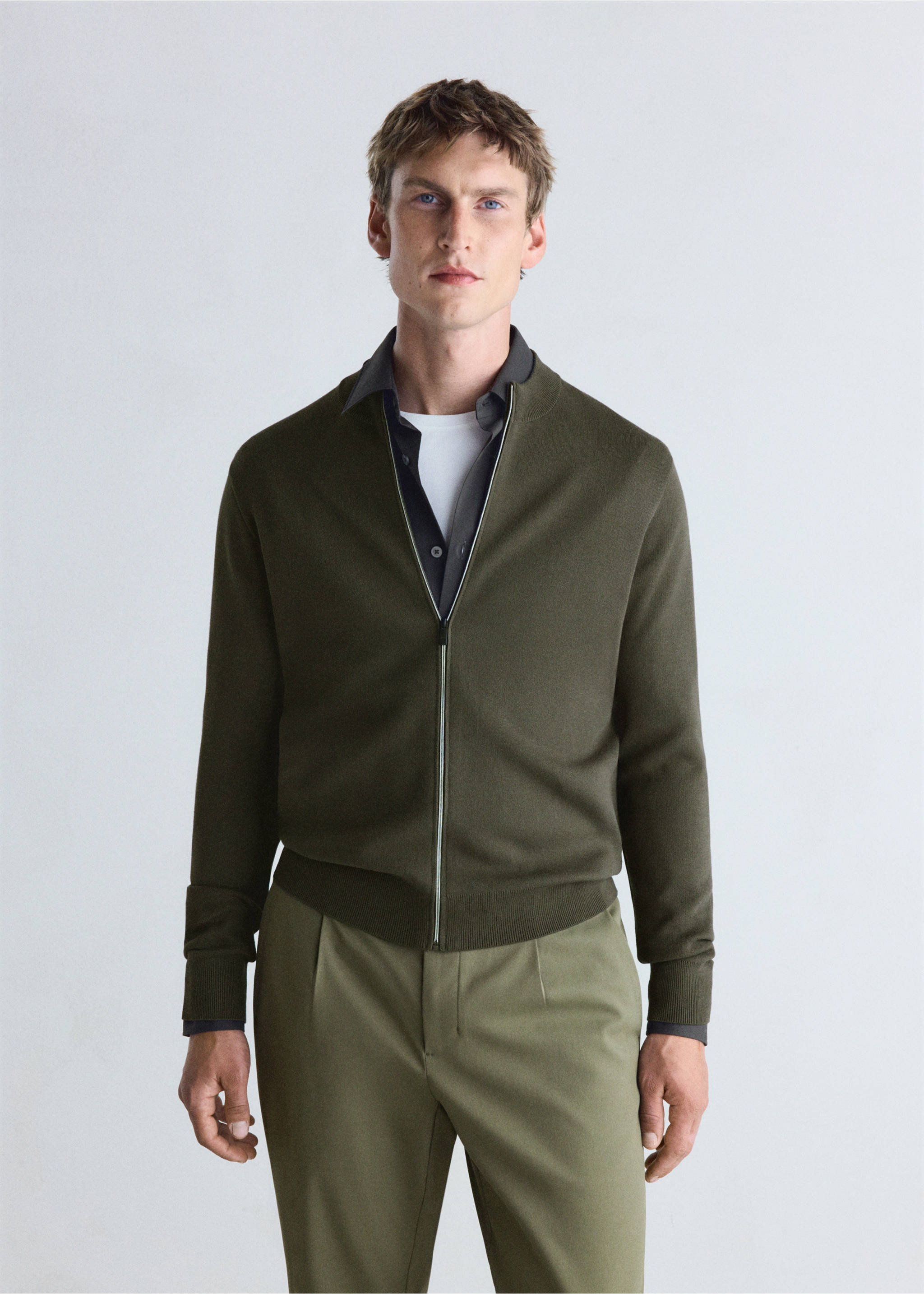 Cardigan luxusc - Medium plane, Dark Green. Ref: 37065981-00.