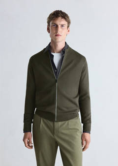 Comfort stretch knit cardigan — Dark Green 1