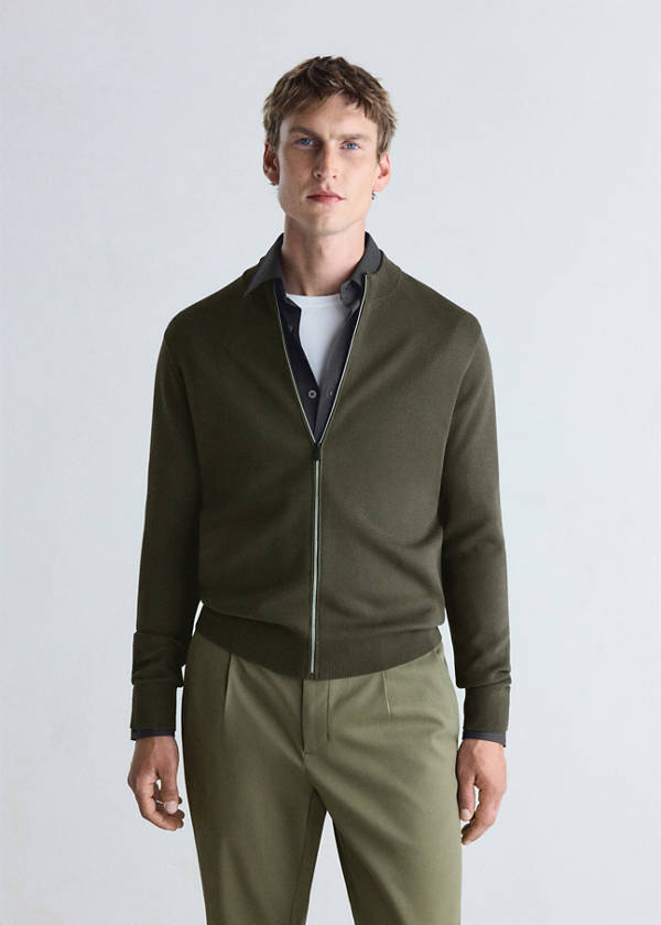 Comfort stretch knit cardigan — Dark Green