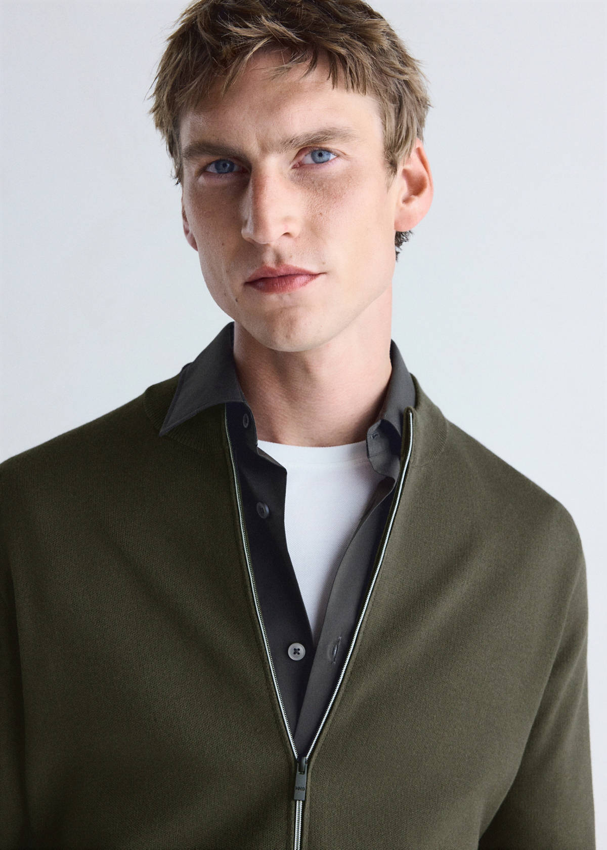 Comfort stretch knit cardigan — Dark Green