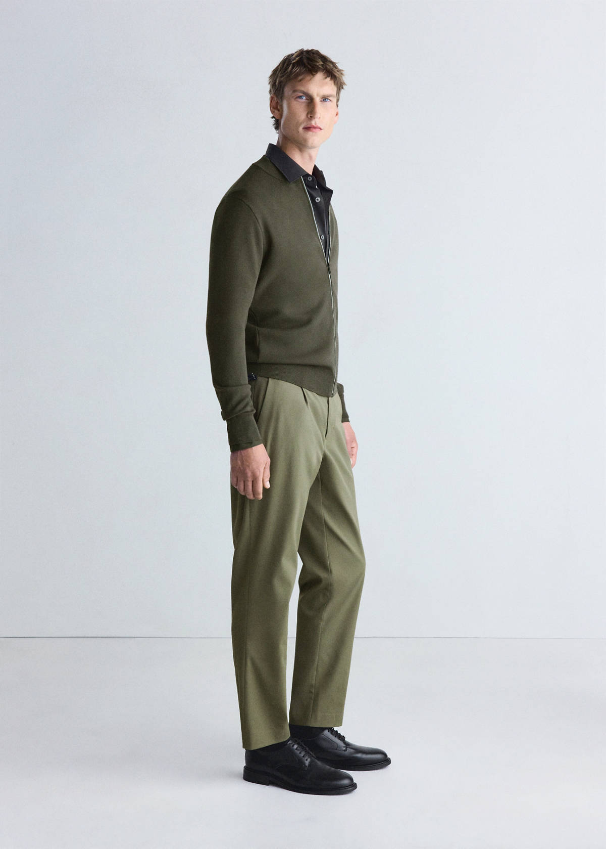 Comfort stretch knit cardigan — Dark Green