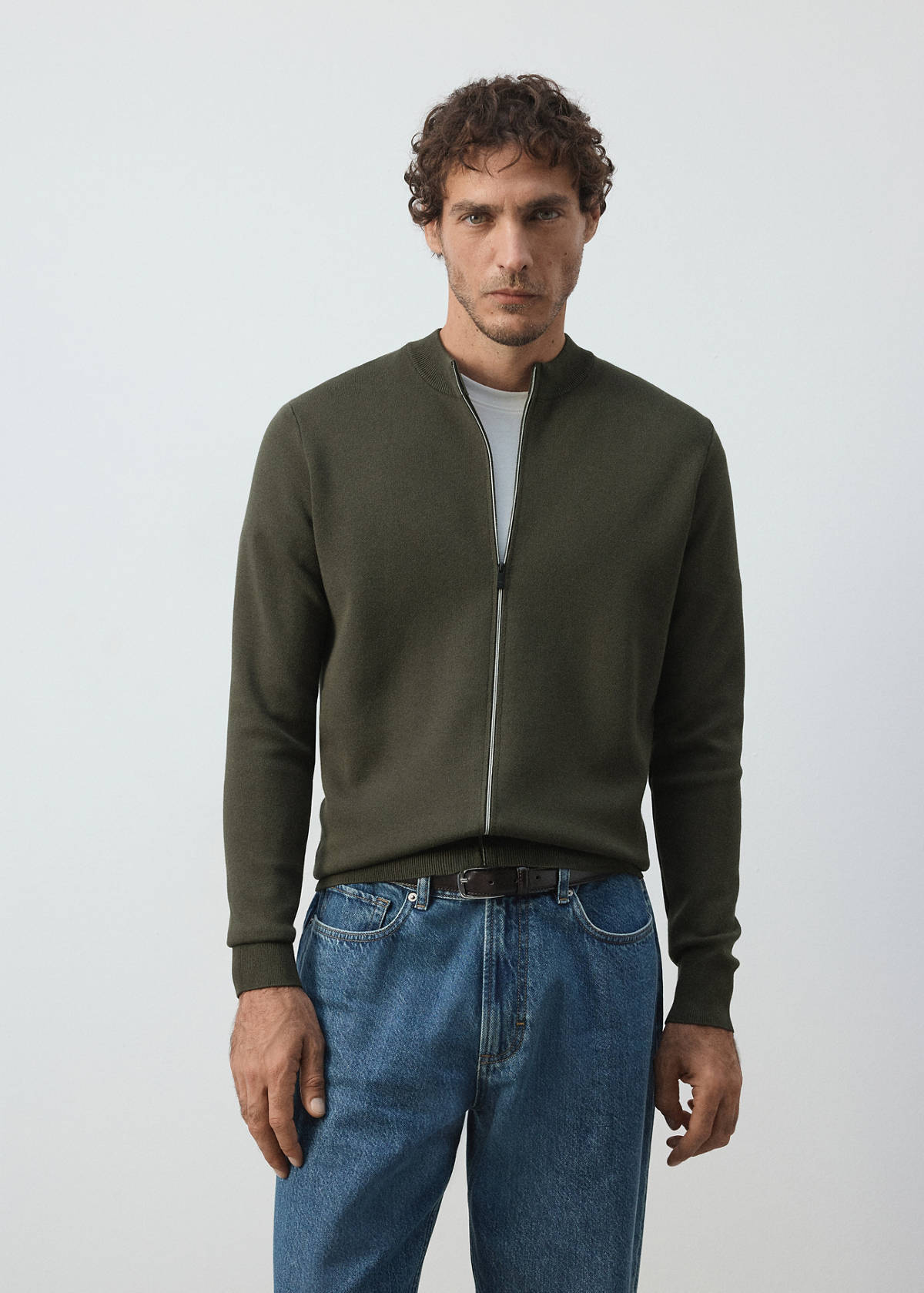 Comfort stretch knit cardigan — Dark Green