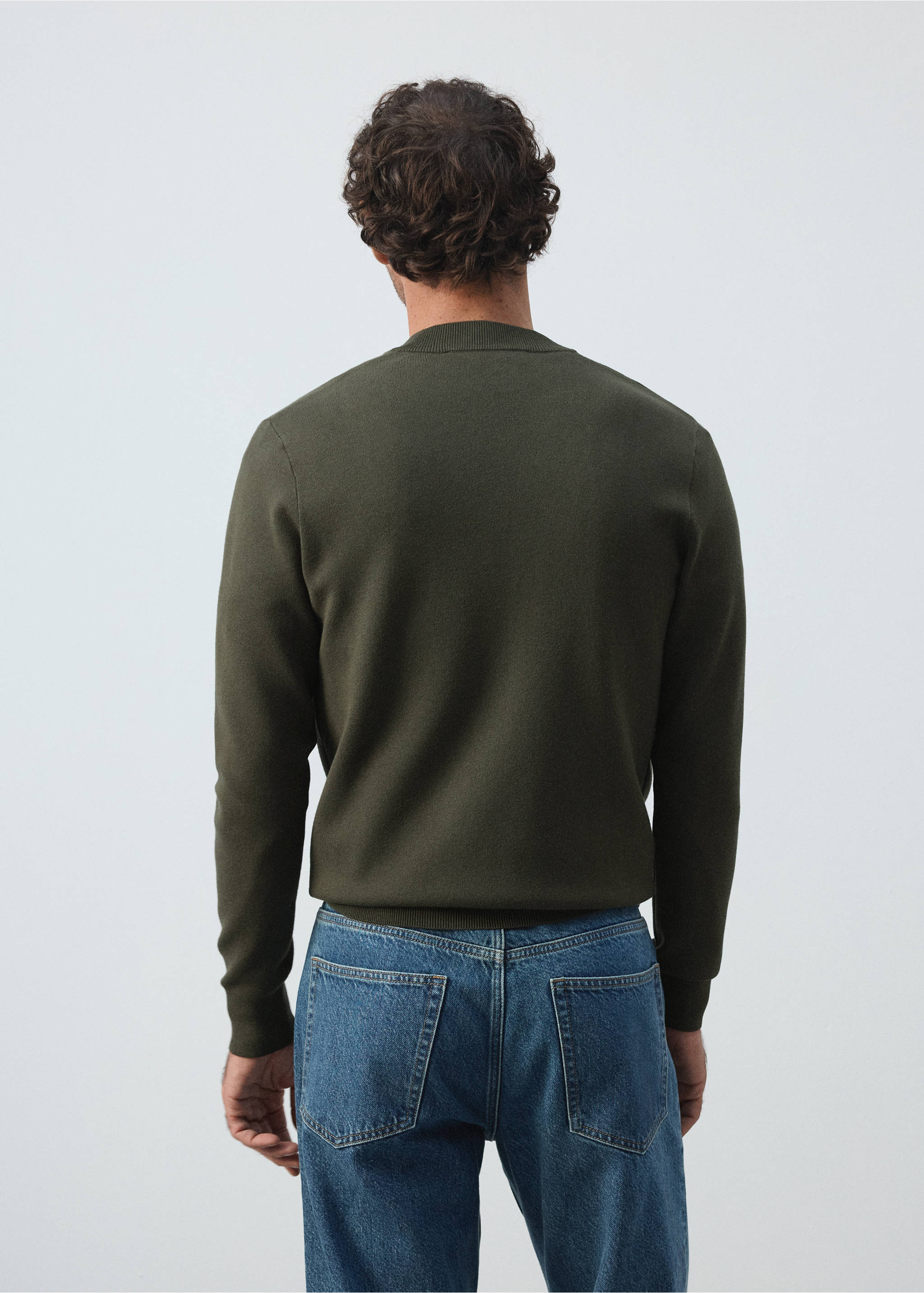 Comfort stretch knit cardigan - Reverse of the article, Dark Green. Ref: 37065981-01.
