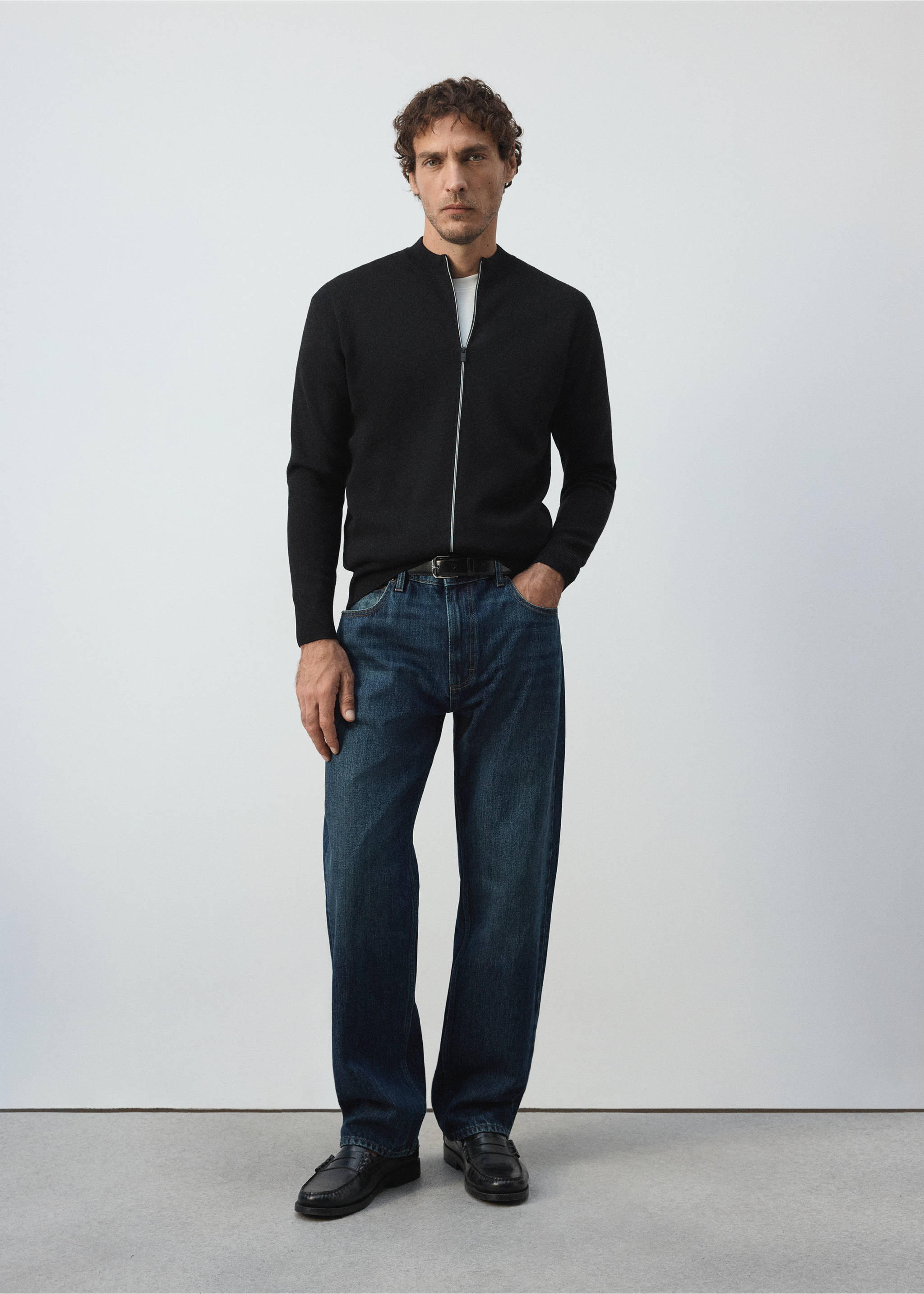 Comfort stretch knit cardigan - General plane, Black. Ref: 37065981-01.