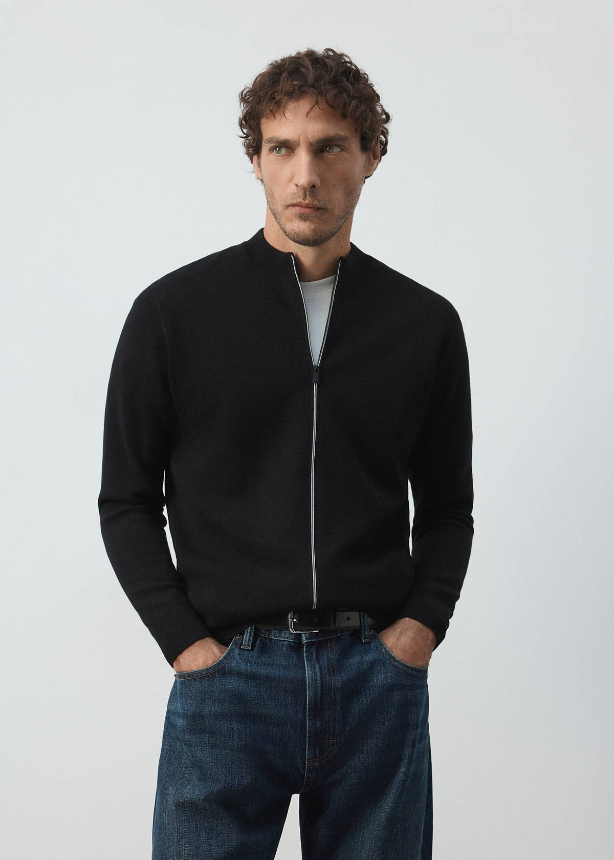 Comfort stretch knit cardigan — Black