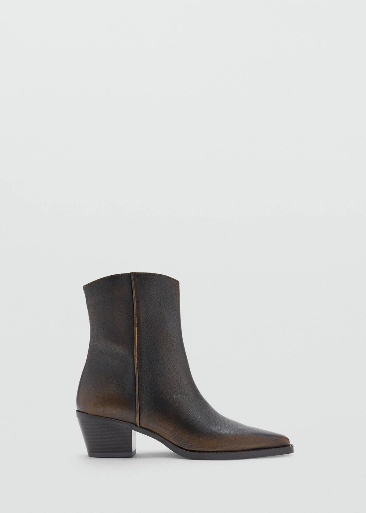 Distressed leather ankle boot — Chocolate