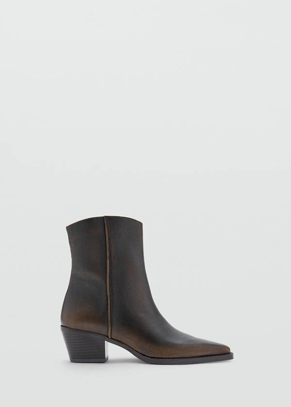 Distressed leather ankle boot — Chocolate