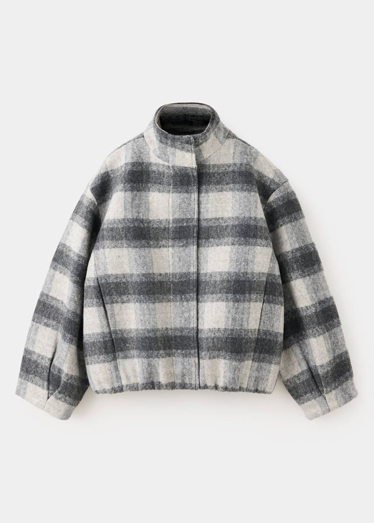 Checked wool plaid bomber jacket - thumbnail 4