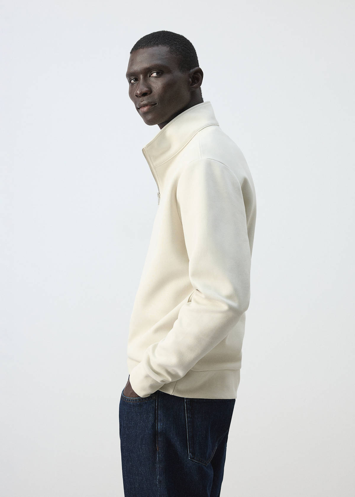 Cotton blend sweatshirt zipper — Off White
