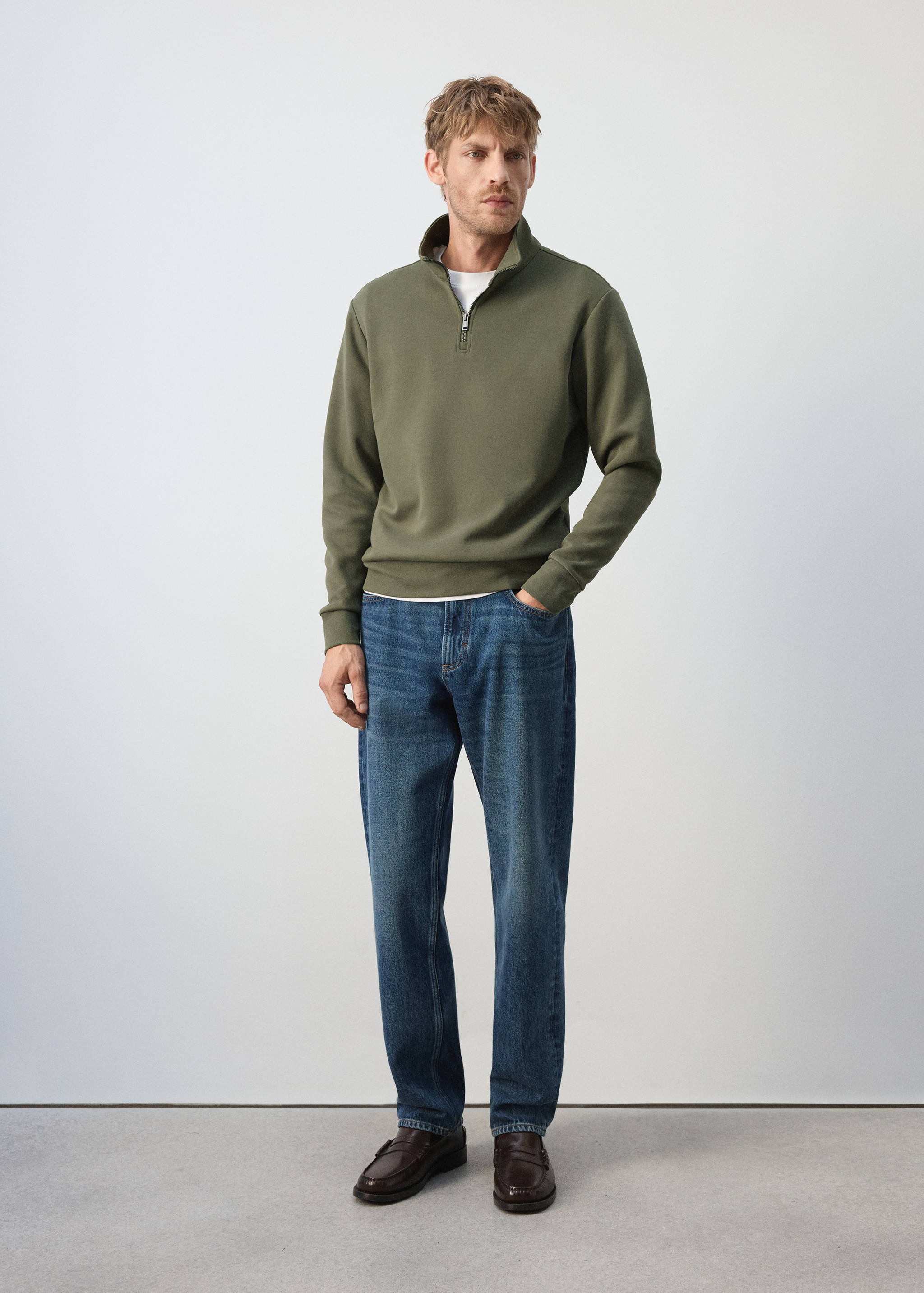 Cotton blend sweatshirt zipper - General plane