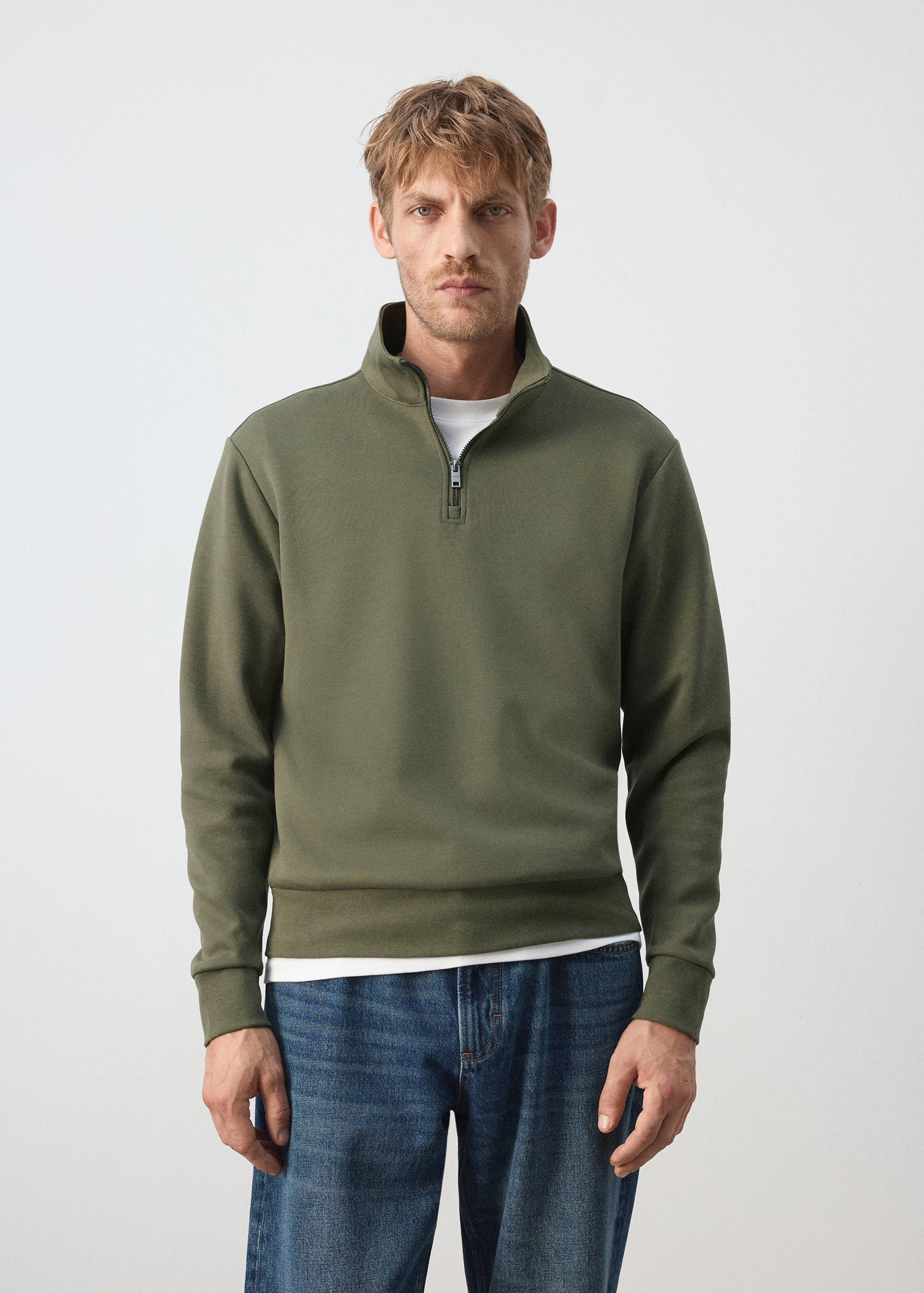 Cotton blend sweatshirt zipper - Medium plane