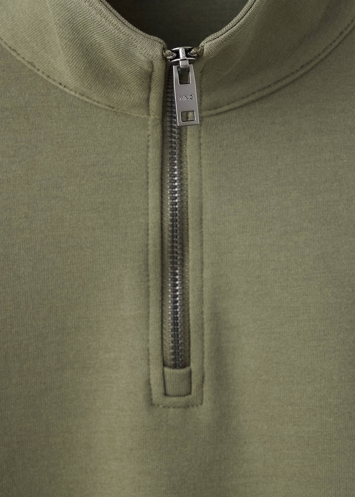 Cotton blend sweatshirt zipper — Khaki