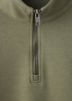 Cotton blend sweatshirt zipper — Khaki 8