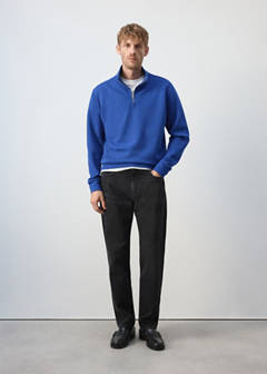 Cotton blend sweatshirt zipper — Ink Blue 2