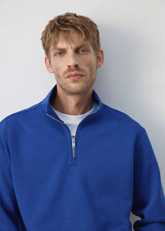 Cotton blend sweatshirt zipper — Ink Blue 4