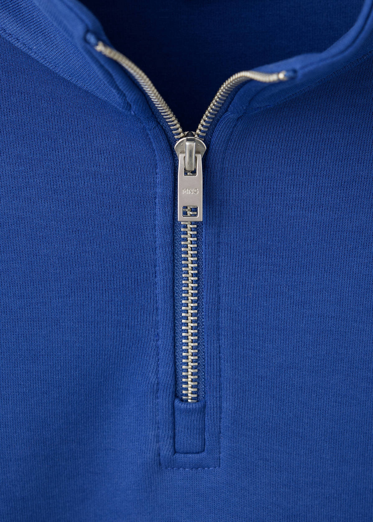 Cotton blend sweatshirt zipper — Ink Blue