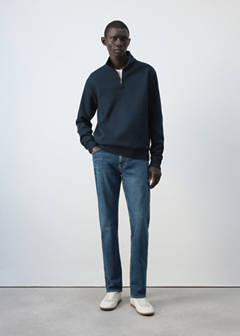 Cotton blend sweatshirt zipper — Night Blue 2