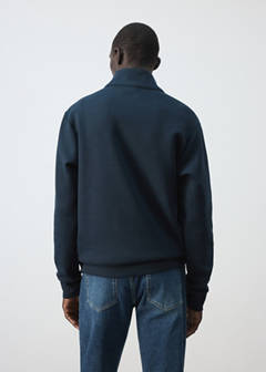 Cotton blend sweatshirt zipper — Night Blue 3
