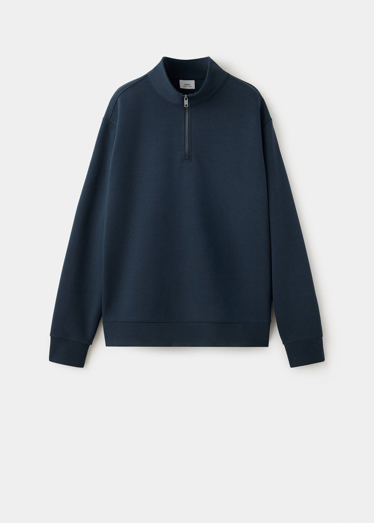 Cotton blend sweatshirt zipper — Night Blue
