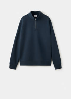 Cotton blend sweatshirt zipper — Night Blue 6