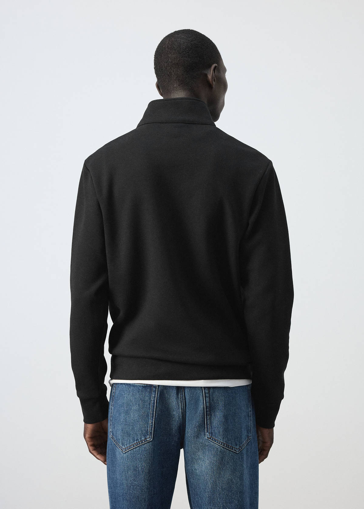 Cotton blend sweatshirt zipper — Black