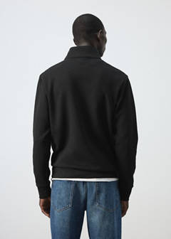 Cotton blend sweatshirt zipper — Black 3