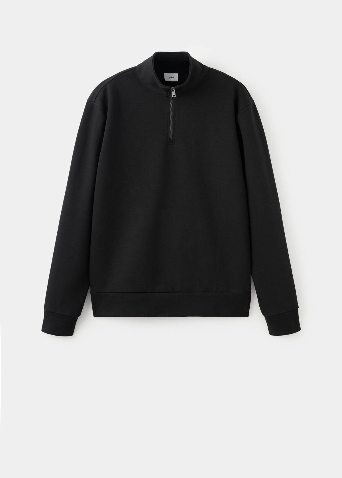 Cotton blend sweatshirt zipper — Black
