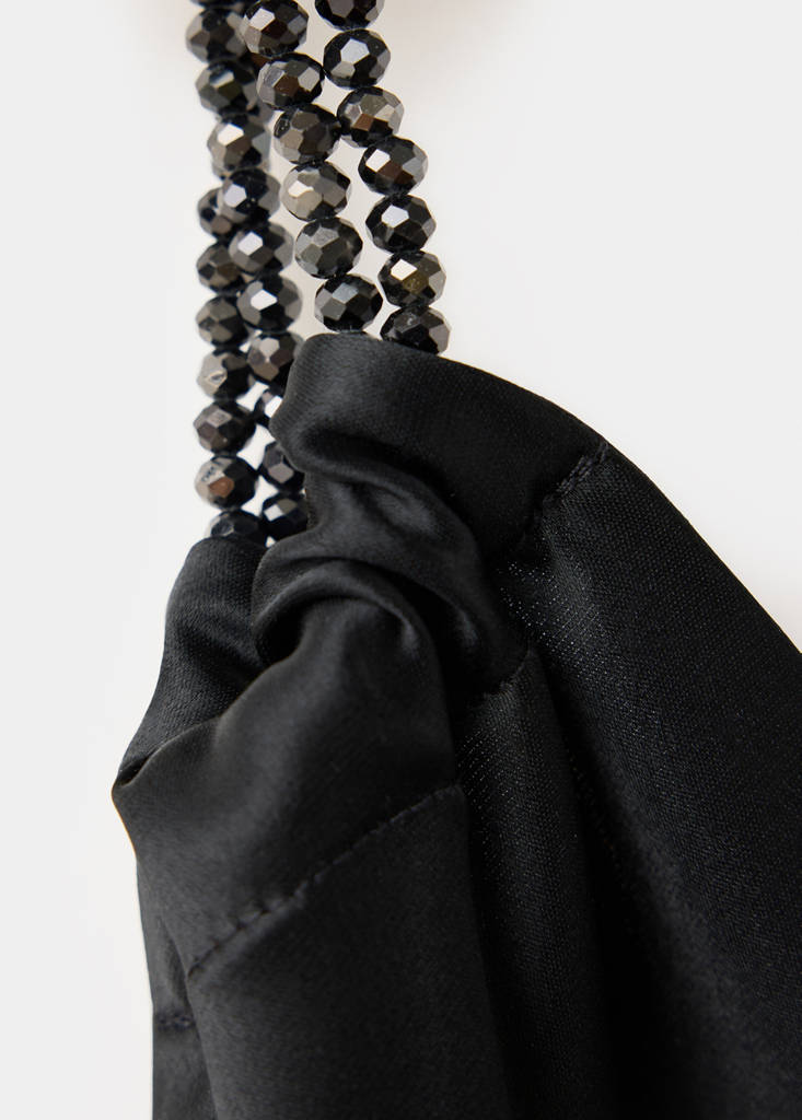 Satin dress with beaded straps — Black