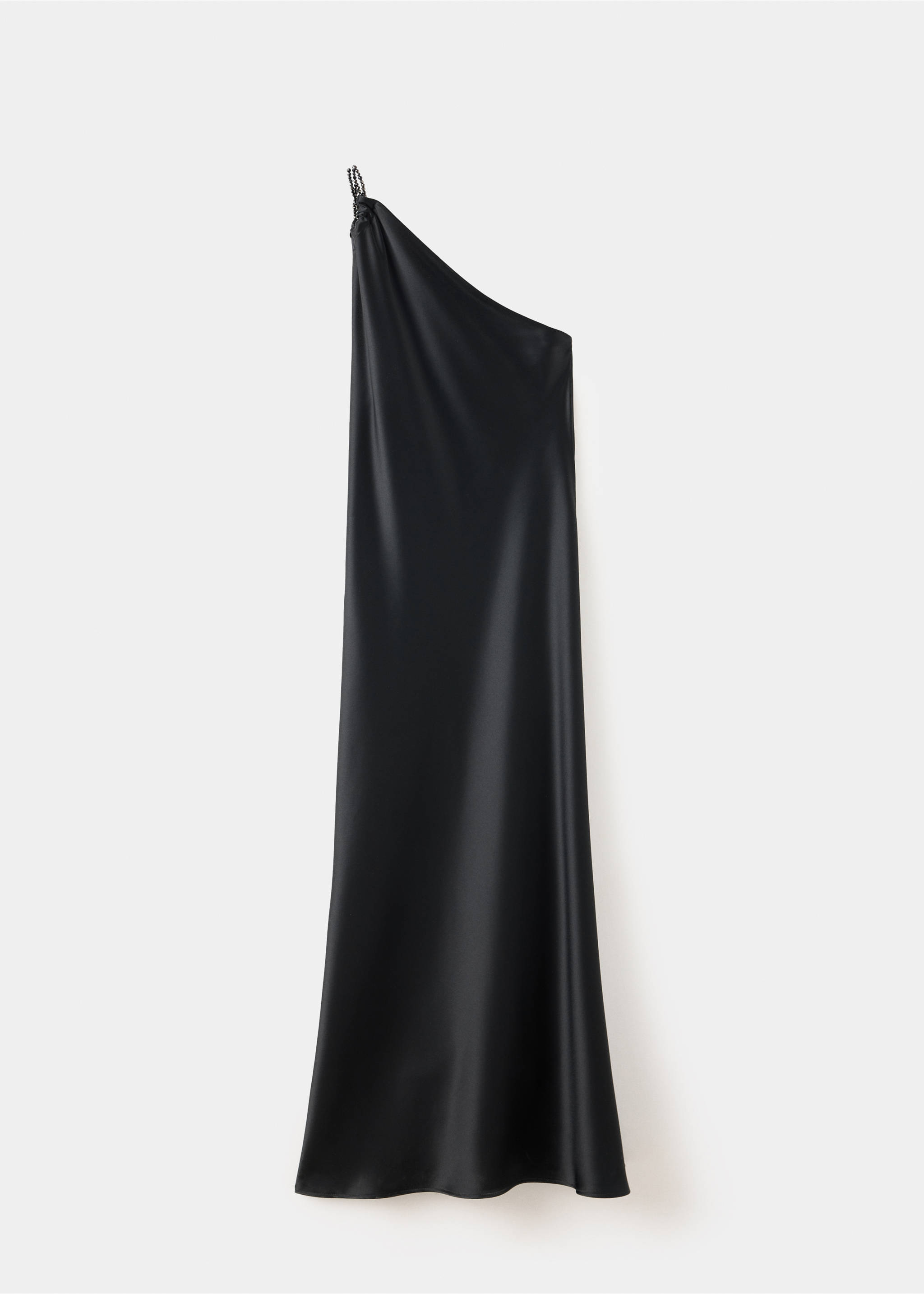 Satin dress with beaded straps - Article without model, Black. Ref: 37065985-00.
