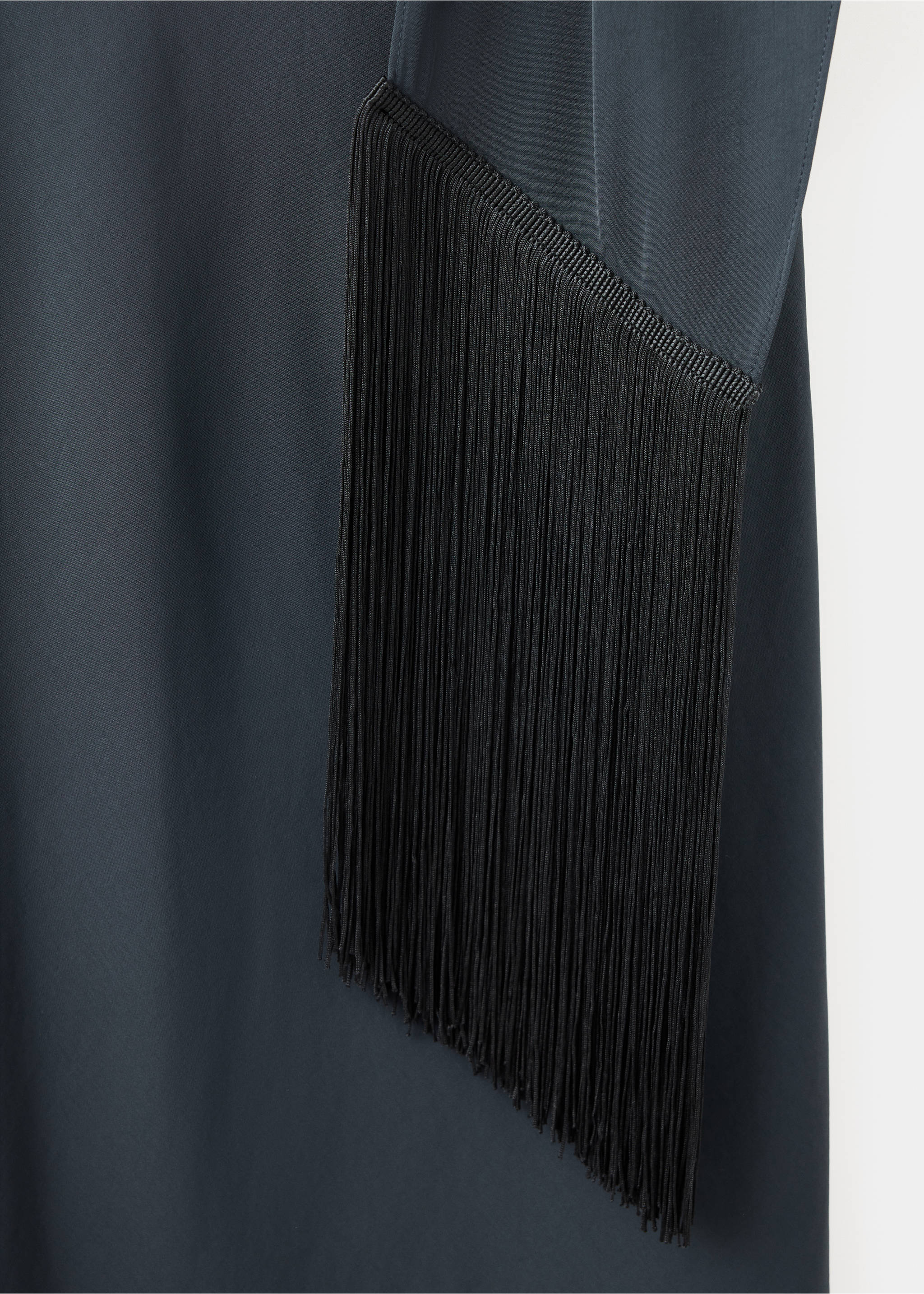 Draped fringe dress - Details of the article 0, Charcoal. Ref: 37065986-00.