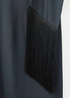 Drape-neck dress with scarf collar — Charcoal 7