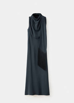 Drape-neck dress with scarf collar — Charcoal 5