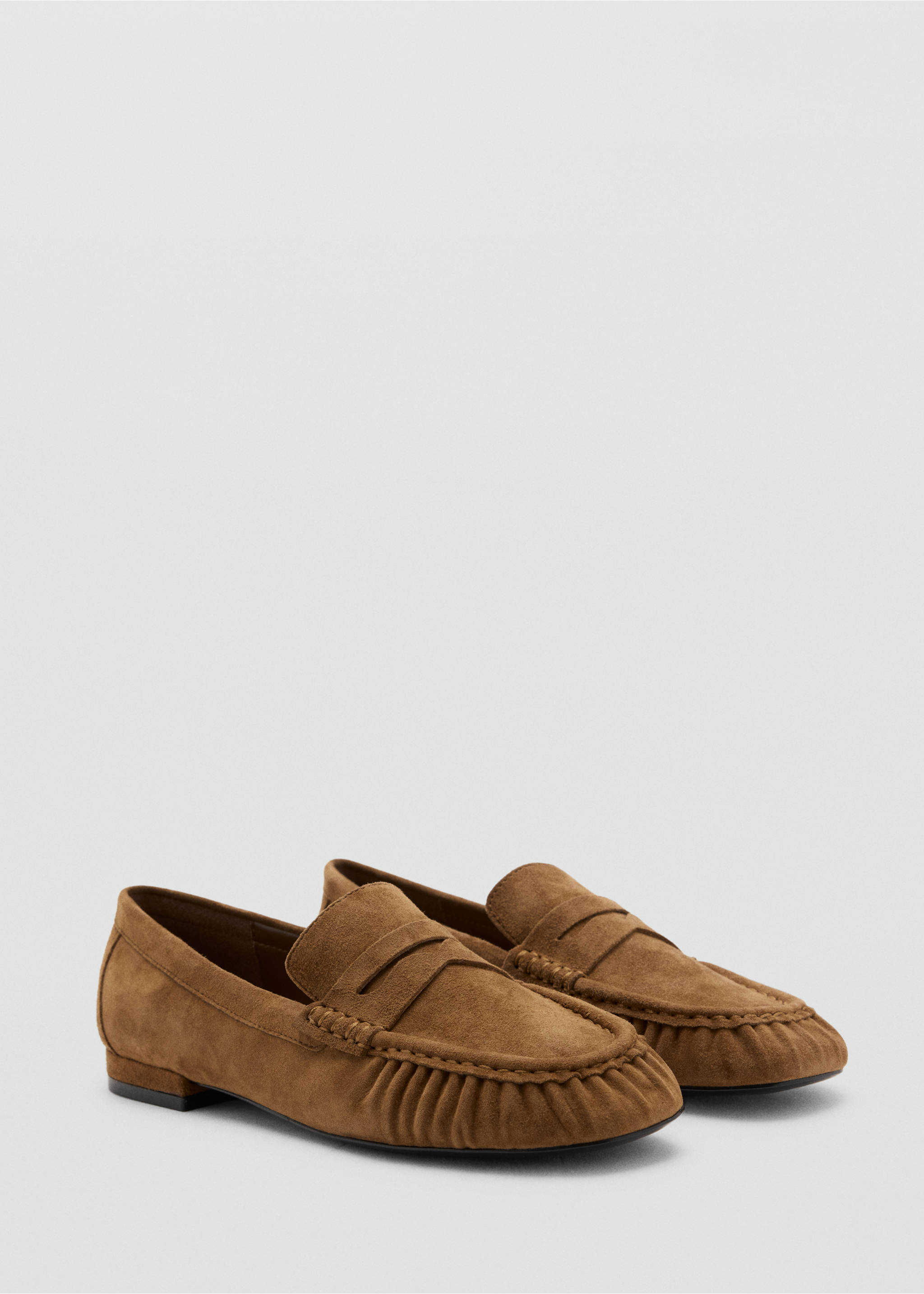 Suede penny loafers - Medium plane, Tobacco Brown. Ref: 37065987-00.