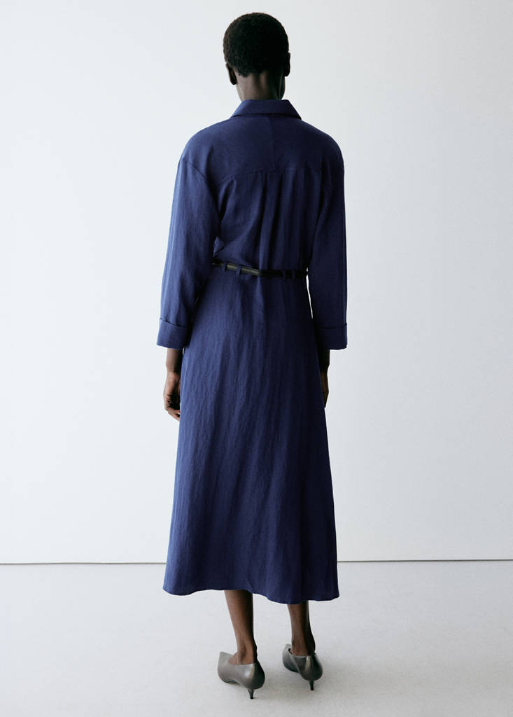 Lyocell shirt dress — Navy