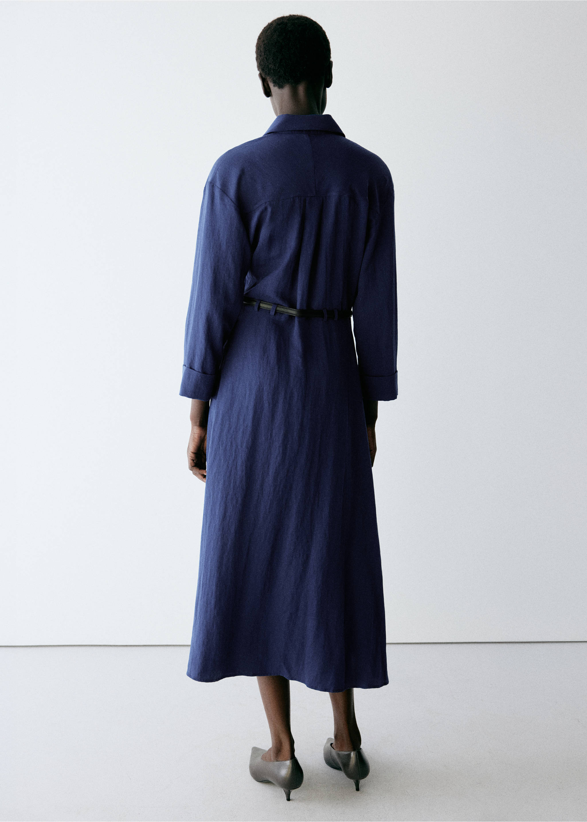 Lyocell shirt dress - Reverse of the article, Navy. Ref: 37065988-00.