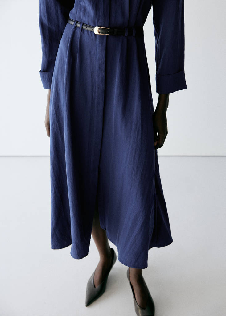 Lyocell shirt dress — Navy