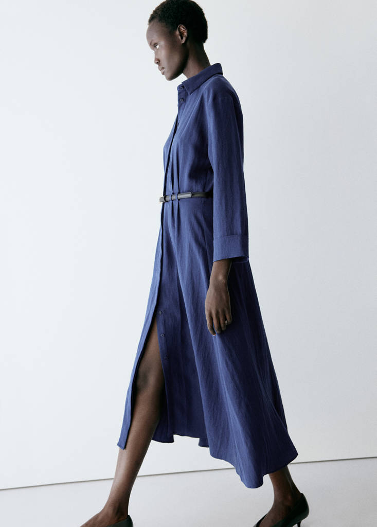 Lyocell shirt dress — Navy