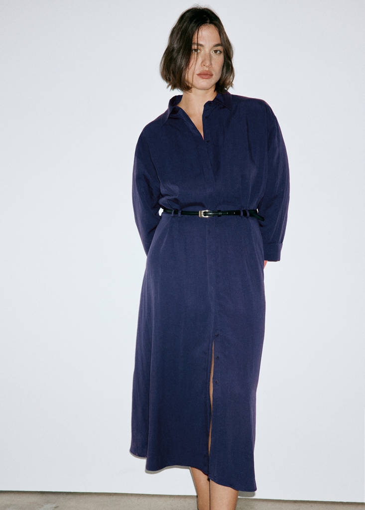 Lyocell shirt dress — Navy