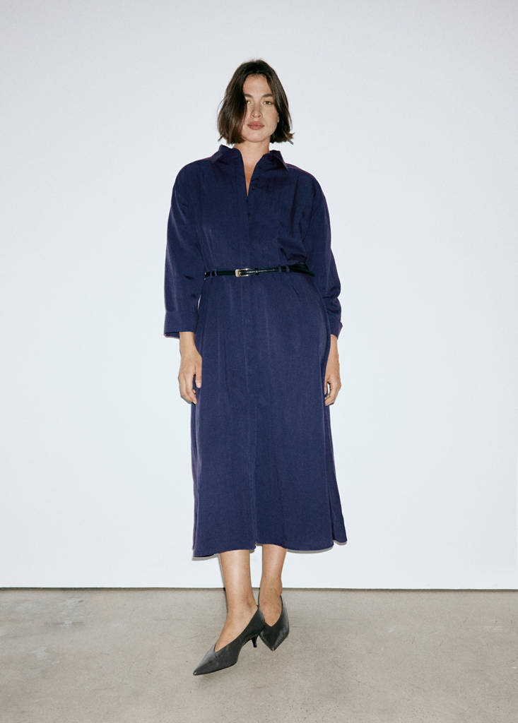Lyocell shirt dress — Navy